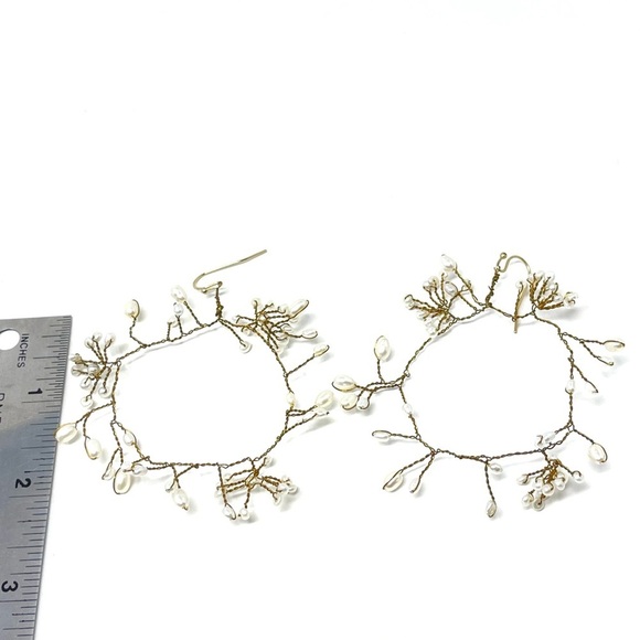 New Anthropologie BHLDN Pearl Hoop Earrings - Picture 3 of 6